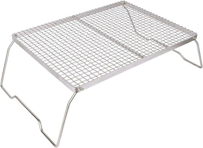 REDCAMP Folding Campfire Grill 304 Stainless Steel Grate, Heavy Duty Portable Camping Grill with Carrying Bag, Silver Large Mesh