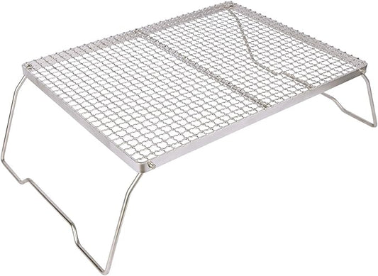 REDCAMP Folding Campfire Grill 304 Stainless Steel Grate, Heavy Duty Portable Camping Grill with Carrying Bag, Silver Large Mesh