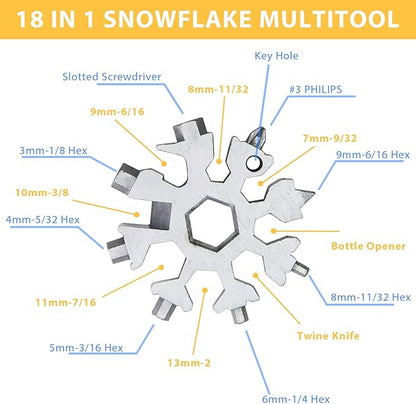 6 Packs Snowflake Multi Tool,18 in 1 Snowflake Multitool,Snowflake Wrench/Bottle Opener/Screwdriver Kit, Stainless Steel Portable Star Tool for Christmas Great Gifts