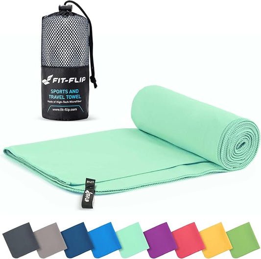 Fit-Flip Travel Towel - Compact & Ultra Soft Microfiber Camping Towel - Quick Dry Towel - Super Absorbent & Lightweight for Sports, Beach, Gym, Backpacking, Hiking and Yoga