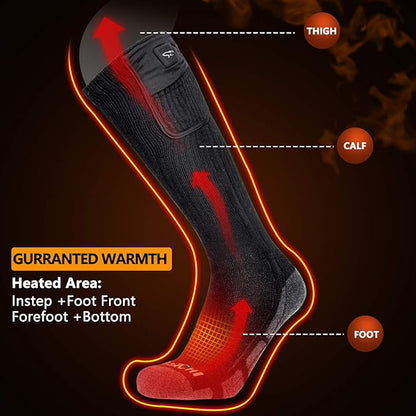 Battery Heated Socks - Rechargeable Warm Winter Socks for Men Women, Foot Warmers for Camping Hunting Running Hiking Riding Skiing Cycling Motorcycle Cold Feet