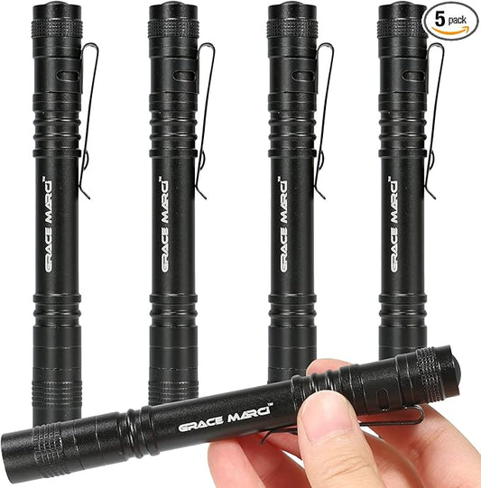 Pen Light Flashlight, Bright Small Handheld Pocket Flashlight, 3 Modes Mini Small Flashlights High Lumens with Clip LED Pen Flashlight for Camping Emergency Inspection Outdoor, 5 Pack