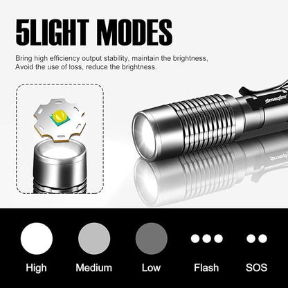 Led Flashlight 1 Pack Super Bright Flashlights Rechargeable High Lumens Torch 5 Modes Zoomable Waterproof for Camping Kids Adults Outdoor Hiking Emergency (Brown)