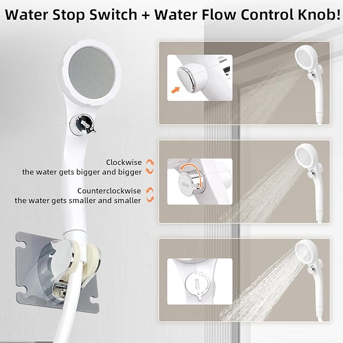Outdoor Camping Shower, 7800mAh Outdoor Camp Shower Pump, Rechargeable Electric Shower Pump with Intelligent Digital Display, Powered by Rechargeable Battery for Camping, Hiking, Traveling, Orange