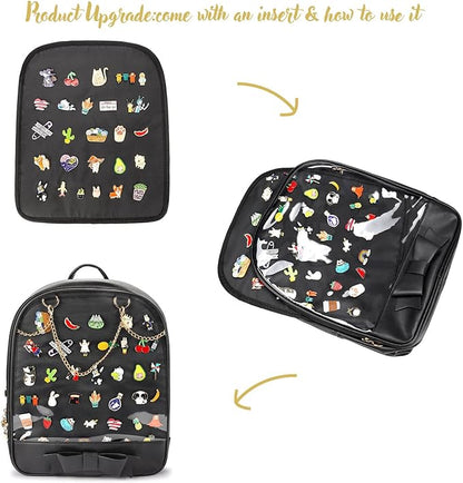 STEAMEDBUN Ita Bag Backpack Bowknot Kawaii Pin Display Backpack Bag with Insert