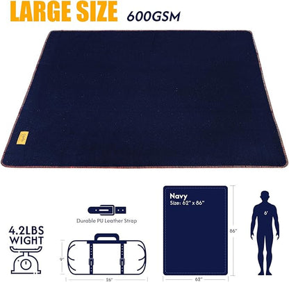 100% Wool Blanket, 62" x 86", Warm, Thick, Washable, Military Wool Blanket, Great for Camping, Outdoors, Sporting Events, Survival Kits