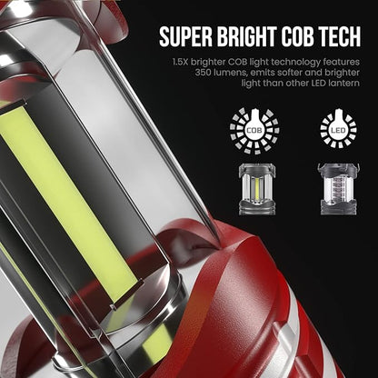 Lichamp 4 Pack LED Camping Lanterns, Battery Powered Camping Lights COB Super Bright Collapsible Flashlight Portable Emergency Supplies Kit, I4AF