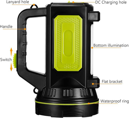 ONEVER Rechargeable Spotlights Handheld Flashlight LED Super Bright Rechargeable Flashlight, 2 Modes LED Searchlight 1200mAh Hand Flashlight Portable LED Lantern Outdoor Camping Emergency Flashlight