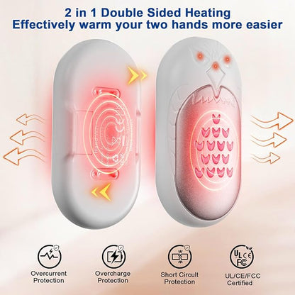 MAKINO Hand Warmers Rechargeable 2 Pack 20Hrs Long Heating 6000mah Electric Portable Pockets Handwarmers Reusable USB Heater for Outdoor Camping Hunting Golf Raynauds Women Men