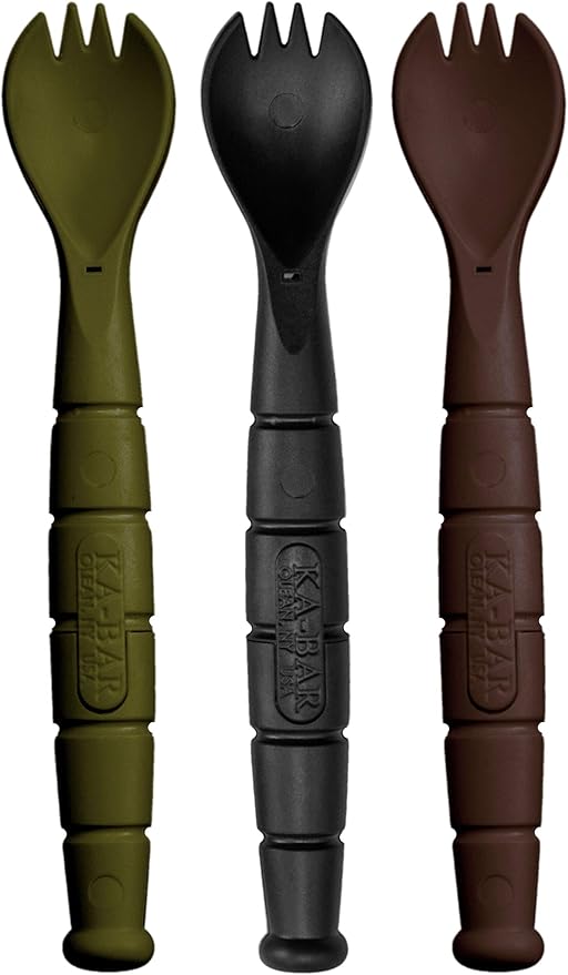 Kabar - Field KIT Spork/Knife - 3 Pac with 1 OD Green - 1 Black - and 1 Dark Brown