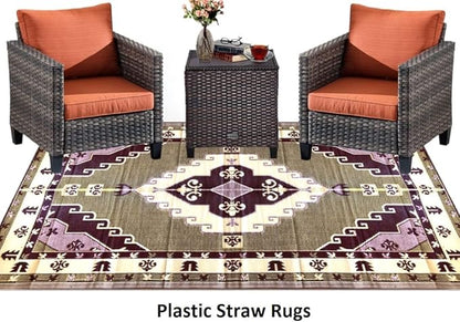 BalajeesUSA Outdoor Patio Rugs Clearance 6'x9' (183 cm x 274 cm) Red, Black, Lt Yellow, white 20171