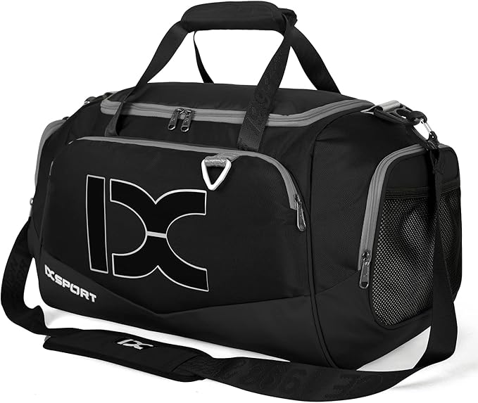 Sports Gym Bag，INOXTO Travel Duffel Bag with Dry Wet Pocket And Shoe CompartmentFor Women and Men，40L/55L Fitness Waterproof Weekender Bag For Swim Sports Travel Working Out (Black white, 40L)