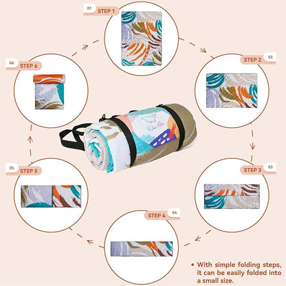 Whale Flotilla Extra Large Waterproof Picnic Blankets 60"x80", Foldable Lightweight Outdoor Blanket for Camping, Hiking, Traveling, Soft Portable Easy to Clean Picnic Mat for Beach Grass Park, Brown
