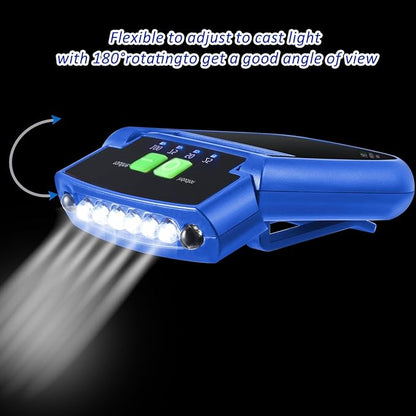 Mudder 2 Pieces LED Clip on Cap Lights USB Rechargeable Cap Flashlight Clip Waterproof Ultra Bright Hat Hands-Free Light Flashlight Headlamp for Fishing Camping Hand Work (Blue)
