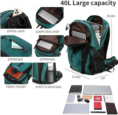 40L Waterproof Lightweight Hiking,Camping,Travel Backpack for Men Women