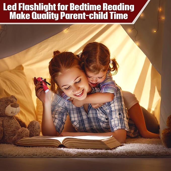 VIHOSE 32 Pcs Mini Flashlights Bulk, Bright Aluminum Handheld Flash Light with Lanyard, Small LED Flashlights for Kids Night Reading Emergency Hurricane Camping Hiking Party Favors(Red)