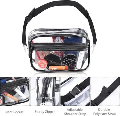 ORIA Clear Fanny Pack, Stadium Approved Waist Pack for Women Men, Waterproof Clear Waist Bag, Transparent Adjustable Belt Bag for Sports, Travel, Beach