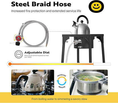 VIVOHOME Single Propane Outdoor Burner 100,000 BTU Camping Stove with Adjustable Legs, Gas Stove for Camp Cookout