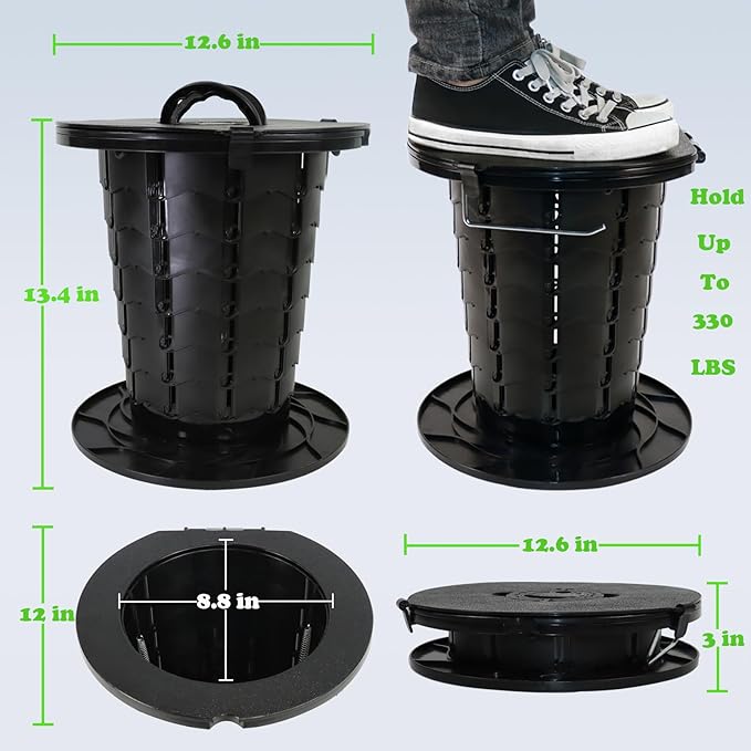 MEETSUN Portable Toilet for Camping,Camping Toilet Portable Hold Up 330Lbs. Adjustable Height Foldable Camp Toilet,Portable Potty for Emergency Situations,Traffic Jams,Camping,Boat.No Light Version.