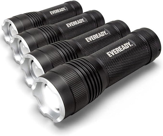 Eveready LED Flashlights (4-Pack) S300 PRO, IPX4 Water Resistant Tactical Flashlight, Bright EDC Torches for Camping, Outdoors, Power Outage Emergencies
