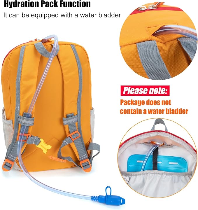 Little Kids Hiking Backpack for Boys or Girls, Small Daypack for Camping or Travel (Orange)