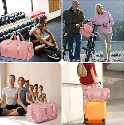 MABROUC Duffle Bag For Women, Sports Duffel Bag for Gym with Wet Pocket & Shoe Compartment, Overnight Weekender Travel Bag