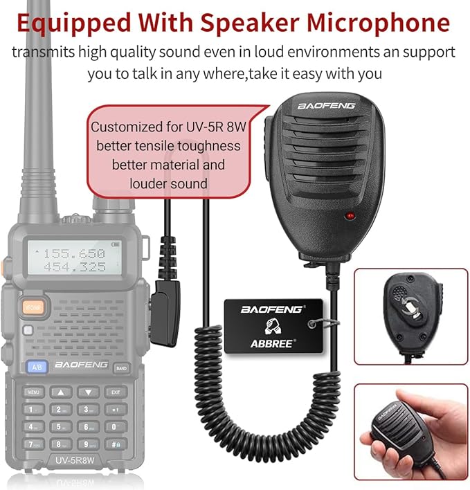 Baofeng UV-5R 8W Ham Radio Long Range UV5R Dual Band VHF UHF Handheld High Power Walkie Talkies with 4Pack Battery,Programming Cable,Speaker Mic and Headsets Two Way Radio,2Pack