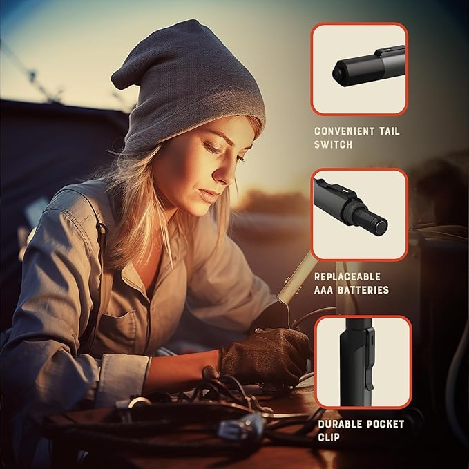 Elgin Firebolt Inspection Flashlight LED Pen Light, Super Bright 100 Lumens Pocket EDC Flash Light with Magnetic Mount IP66 Weatherproof for Everyday use, Work, Construction, Outdoor, Camping, Hiking