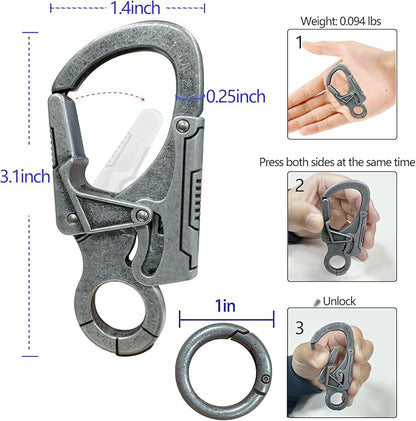 Ahiller Muscular Carabiner Hook，3.1" Alloy Thick Keychain Clip for Man, Outdoor Camping, Hiking Accessories, Key Ring