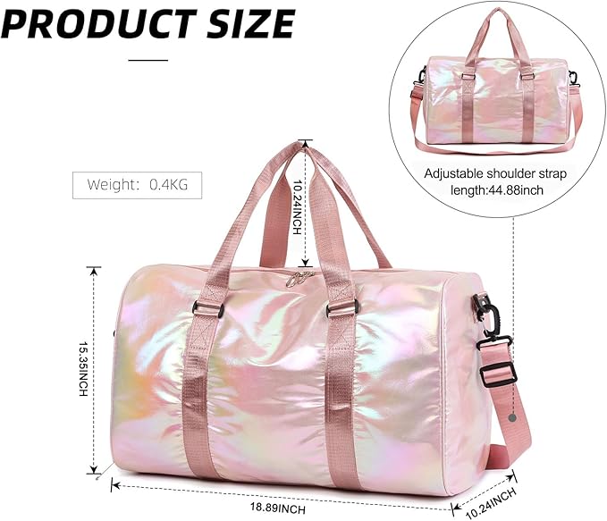 Yaopeing Gym Bag with Shoes Compartment,Sports Duffle Bag for Women,Waterproof Travel Gym Tote Bags for Swimming,Yoga,Fitness,Camping,Pink