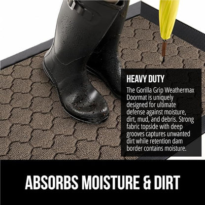 GORILLA GRIP 100% Waterproof All-Season WeatherMax Doormat, 72x24 Runner, Durable Natural Rubber, Stain and Fade Resistant, Low Profile, Indoor Outdoor Door Mats, Easy Clean Mat, Latte Quatrefoil