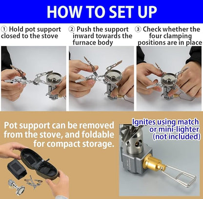 CAMPINGMOON Canister Stove Compact Foldable w/Micro Regulator 4Flex w/o igniter XD-2-NE