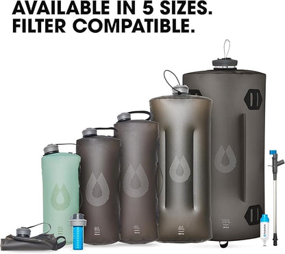 HydraPak Seeker - Collapsible Water Storage (4L/140oz) - BPA & PVC Free Camping Hydration Reservoir Bag - Sutro Green