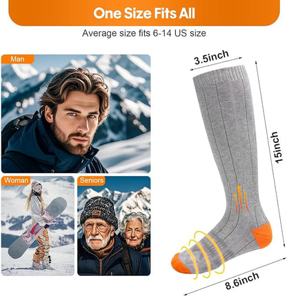 Heated Socks, Heated Socks for Women Men, 5000mAh Rechargeable Electric Heated Socks Up to 8 Hours, Washable Winter Warm Socks for Outdoors Work Fishing Hunting Skiing Cycling Hiking Camping