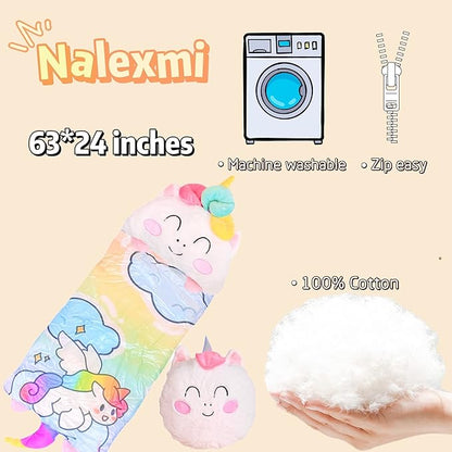 Happy Kids Sleeping Bag, Animal Bags, Sleepy Sack, Comfy, Cozy, Compact, Sleeping Bag with Pillow, Soft Pillow, Nap Mat, Wram Plush with Cotton, Slumber Bag