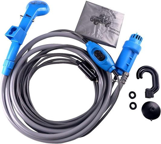 12V car cigarette lighter Portable shower electrical pump for Outdoor Camping Car washing dog cleaning blue