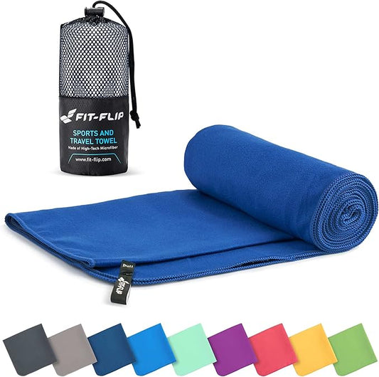 Fit-Flip Travel Towel - Compact & Ultra Soft Microfiber Camping Towel - Quick Dry Towel - Super Absorbent & Lightweight for Sports, Beach, Gym, Backpacking, Hiking and Yoga