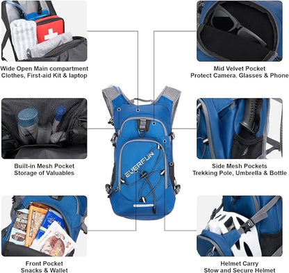 Everfun Hydration Backpack 18L with Water Bladder 2L/3L Hiking Water Backpack Women Men Lightweight Insulation Hydration Day Rucksack for Hiking, Cycling, Running, Festival, Camping