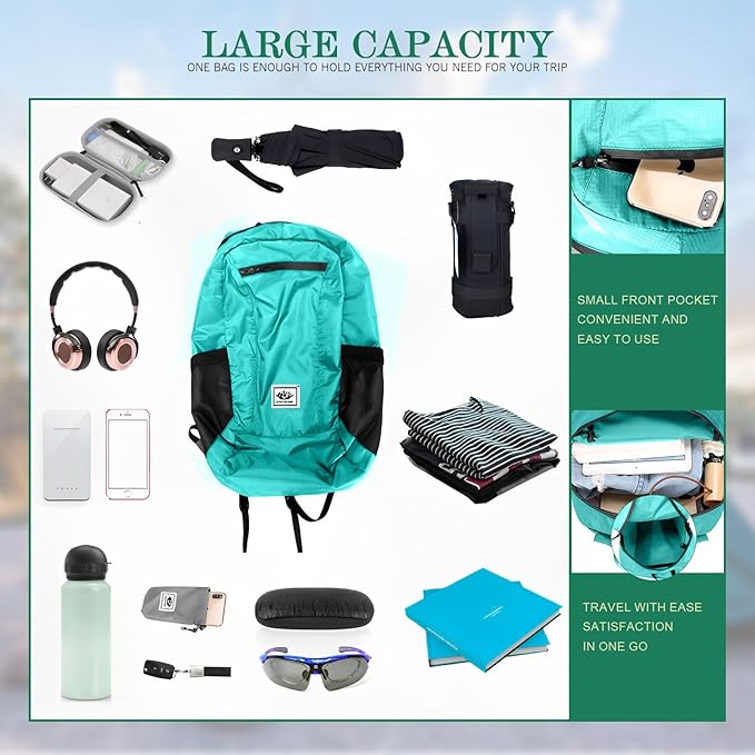 20L Waterproof Packable Hiking Backpack, Flower Ultra Lightweight Travel Camping Backpack for Women Men, Foldable Outdoor Day Pack Bag for Backpacking Sports (Color 2)