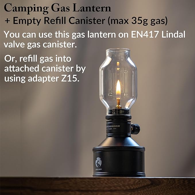 CAMPINGMOON Camping Gas Lantern Candle with Empty Tank Wooden Lantern Case Year of The Rabbit Limited Edition T-1C28