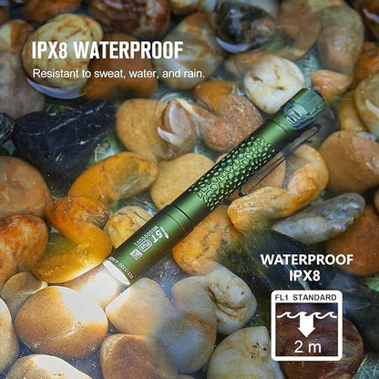 OLIGHT I5T Plus 550 Lumens EDC Flashlight, Pebble Pattern Pocket Flashlights, Powered by 2 AA Batteries Slim Light with Clip for Everyday Carry (Cool White Light: 5700~6700K)