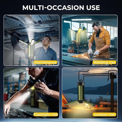 Rechargeable Camping Light with Stand, Outdoor LED Cordless Work Light, Portable Telescopic Bracket, 6AH Battery 500/1000/2000 Lumen, 3500K/4500K/6500K, Construction Lights