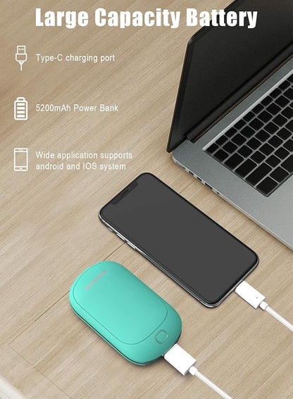 Hand Warmers Rechargeable, 5200mAh Electric Portable Pocket Hand Warmer Heater Pocket Warmer Dual-Sided Quick Heating Great for Outdoor Fishing Hunting Golf Camping Gifts for Men Women