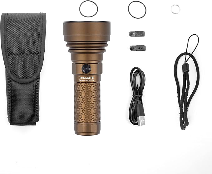 ThruNite Catapult V6 Rechargeable Search Flashlight SST70 LED, Outdoor Spotlight for Hunting, Camping, Hiking (Desert Tan Cool White)