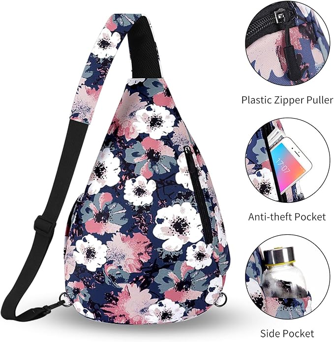 HUA ANGEL Crossbody Sling Bag for Men & Women Lightweight Waterproof Chest Shoulder Bag for Travel Hiking & Everyday Use