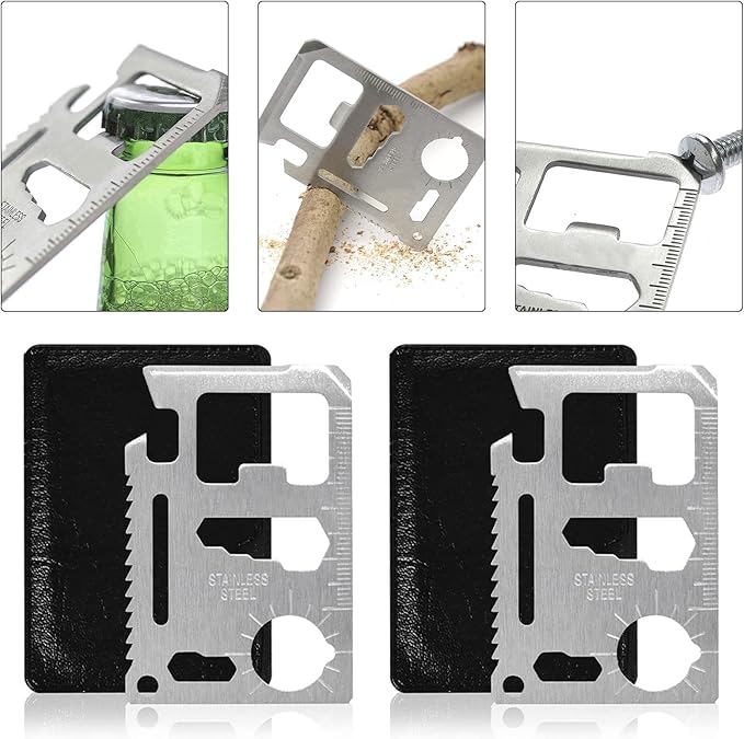 18 in 1 Credit Card Tool Survival Multitool Pocket Tool Set,2 pieces11-in-1 Survival Credit Card Multitool Gift For Men Multipurpose Tactical Wallet Tool,Best gift for men.