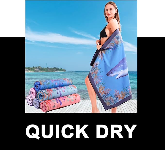 Microfiber Beach Towel Swim Pool Towel Quick Dry Compact Sand Free Toallas de Playa Pink Cute Women Birthday Gift Mom Wife Sister Her Boss Friend Appreciation Thank You Retirement Honeymoon Trip
