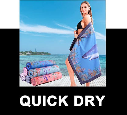 Microfiber Beach Towel Swim Pool Towel Quick Dry Compact Sand Free Toallas de Playa Pink Cute Women Birthday Gift Mom Wife Sister Her Boss Friend Appreciation Thank You Retirement Honeymoon Trip