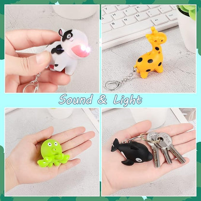 6 Pieces Nurse Flashlight Pediatric Nurse Flashlight Keychain Animal Flashlight Puppy Keychain Tiger Flamingo Sloth Dinosaur Cat Flashlight Keychain Pen Lights for Nurses Badge Reel