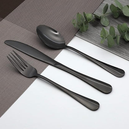 Portable Utensils Set,Reusable Travel Cutlery Set with Case Stainless Steel Flatware Set for Camping 8pcs Including Dinner Knife Fork Spoon Chopsticks Boba Straw (Black)